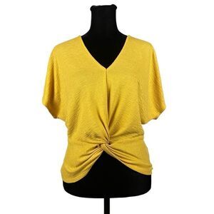 Harper Heritage Yellow Textured Twist Front Crop Top - Women’s S